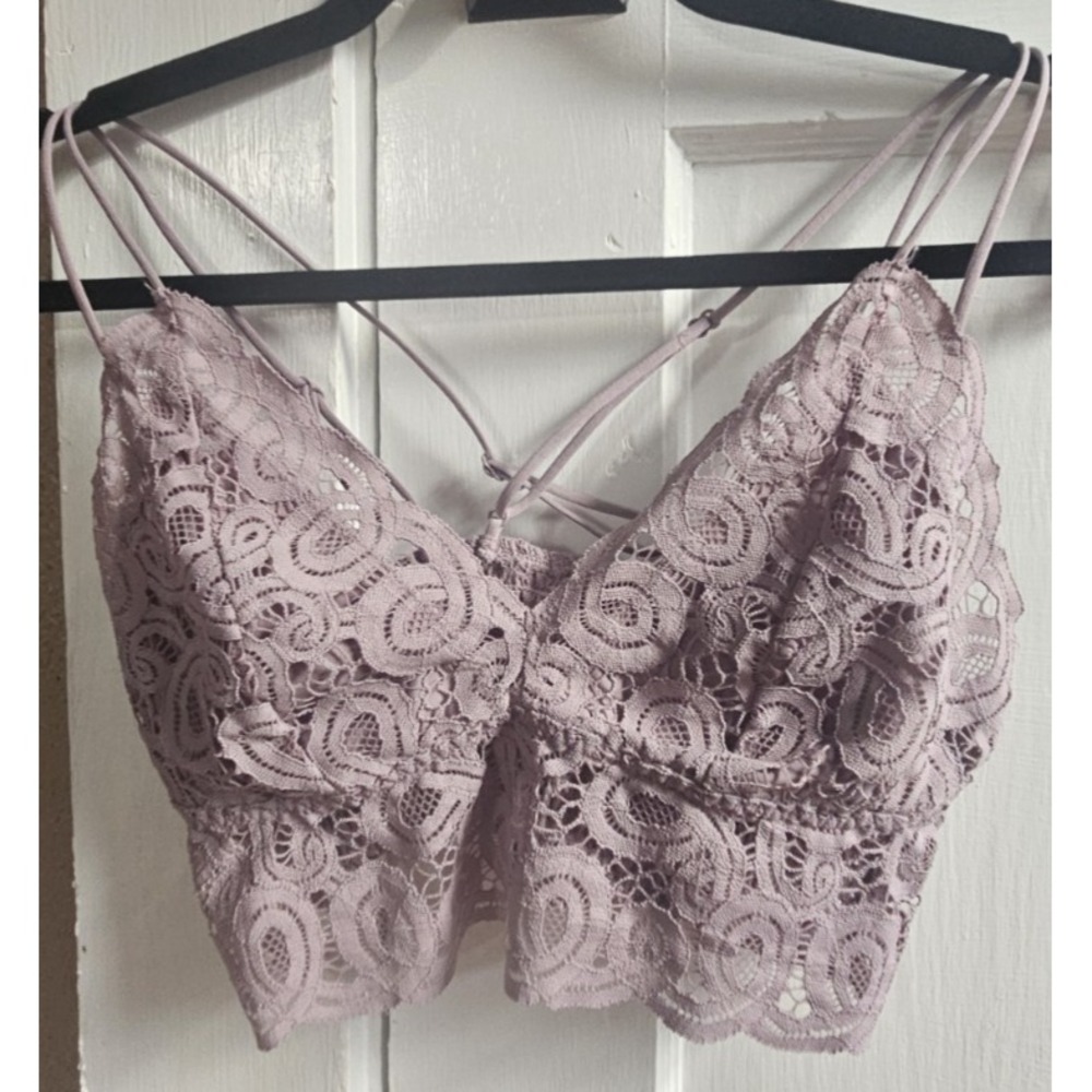 Victoria's Secret PINK pink lace bralette multi strap criss cross back Small